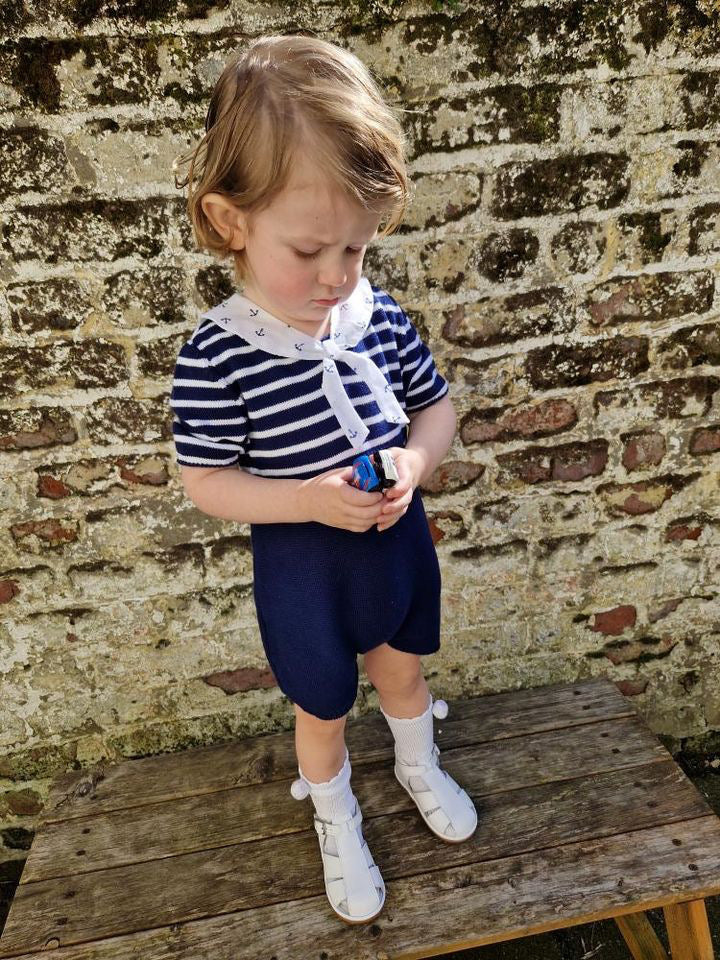 SS23 Foque Navy Knit Sailor Romper