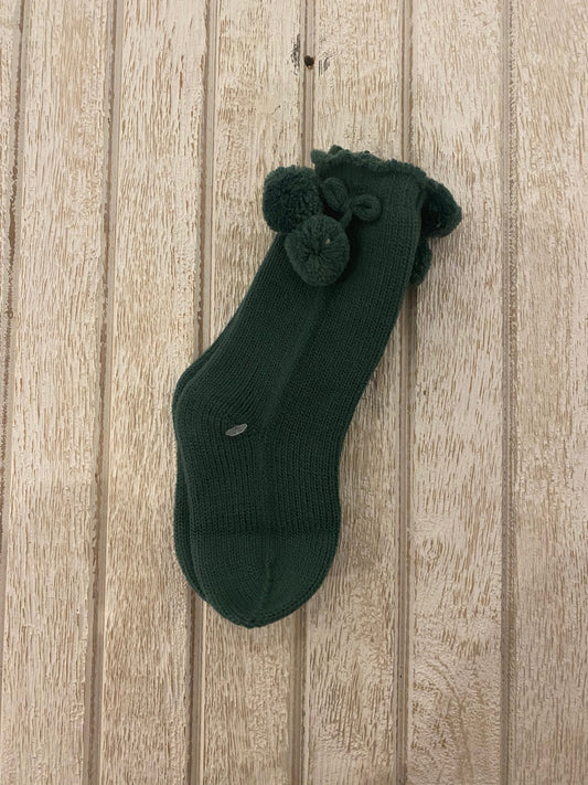 AW22 Juliana Moss Green Pom Pom Socks
