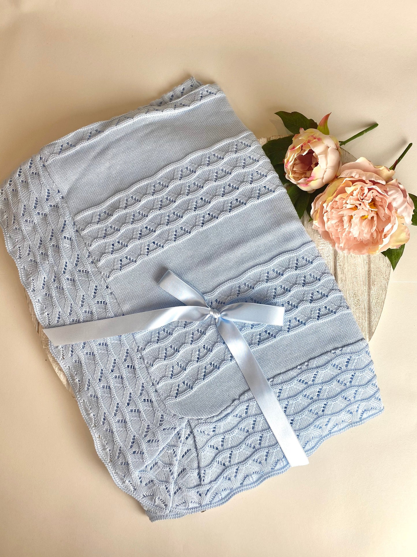 Juliana Large Baby Blue Knitted Shawl