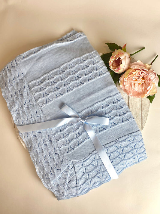 Juliana Large Baby Blue Knitted Shawl