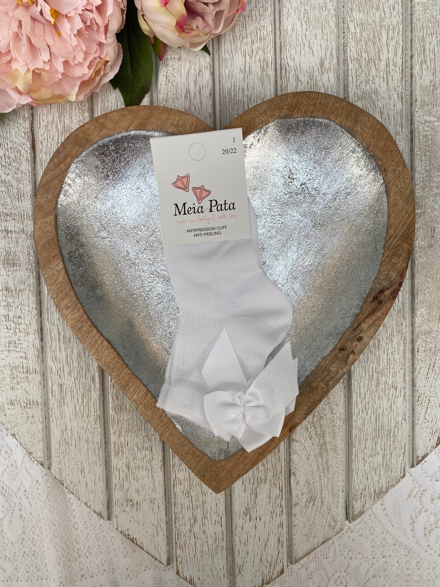 Meia Pata White Grosgrain Ribbon Bow Ankle Sock