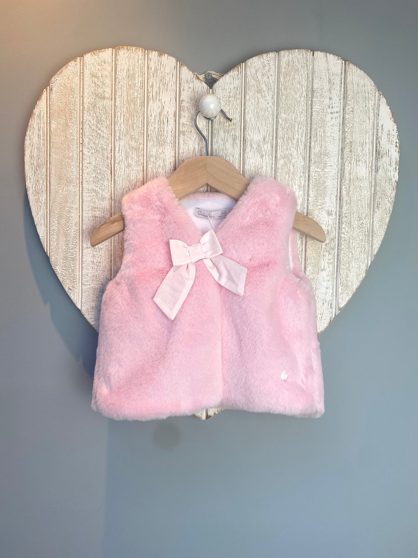AW22 Patachou Pale Pink Faux Fur Gilet