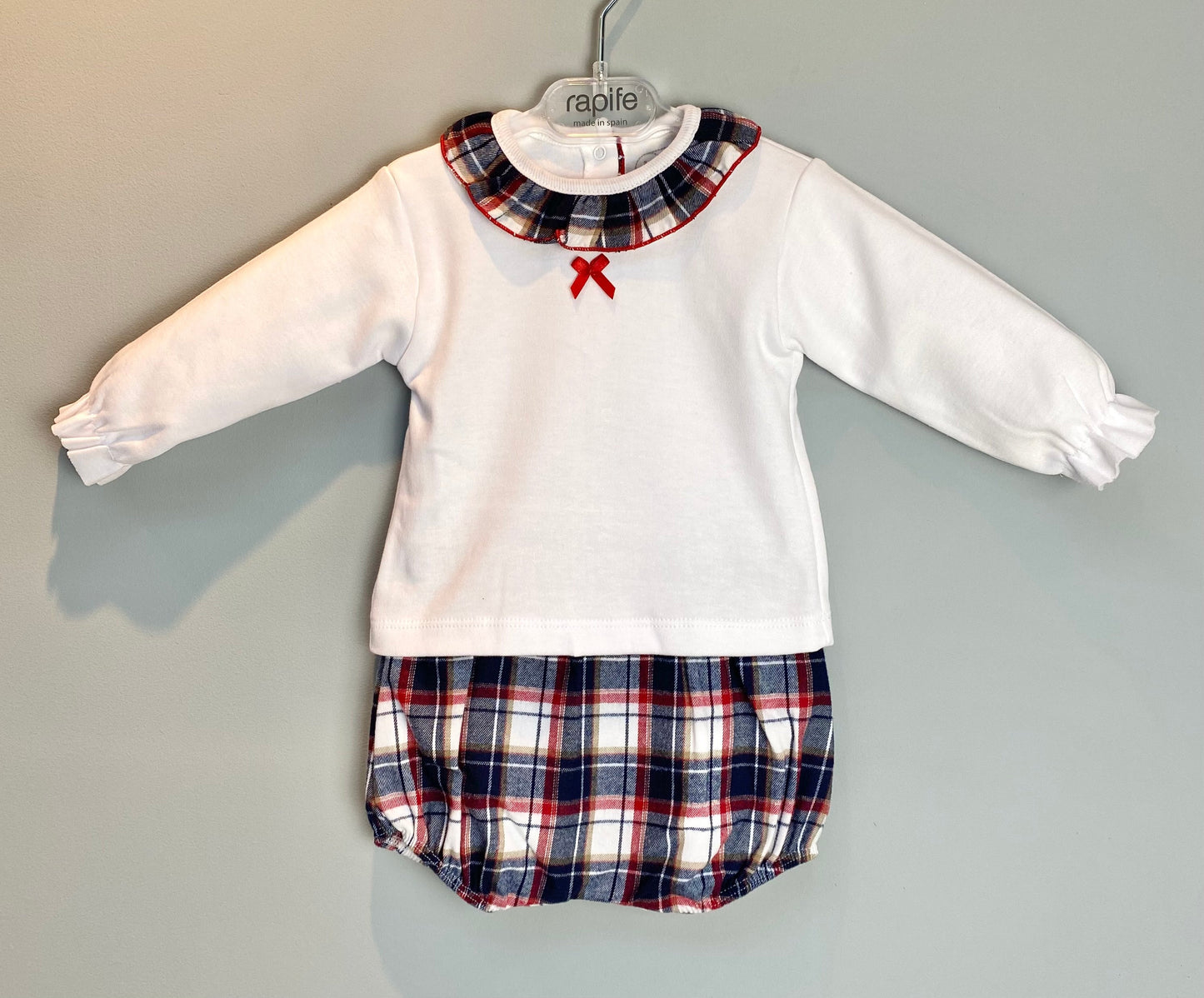 Rapife White & Navy Tartan Jam Pant Set