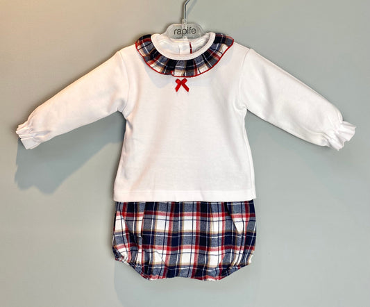 Rapife White & Navy Tartan Jam Pant Set