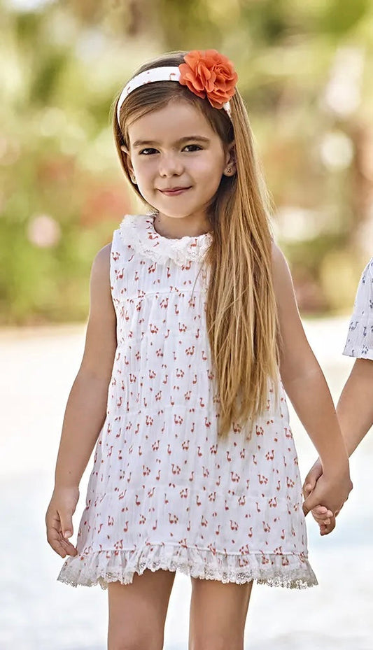 SS23 Juliana Ivory & Burnt Orange Duck Print Dress