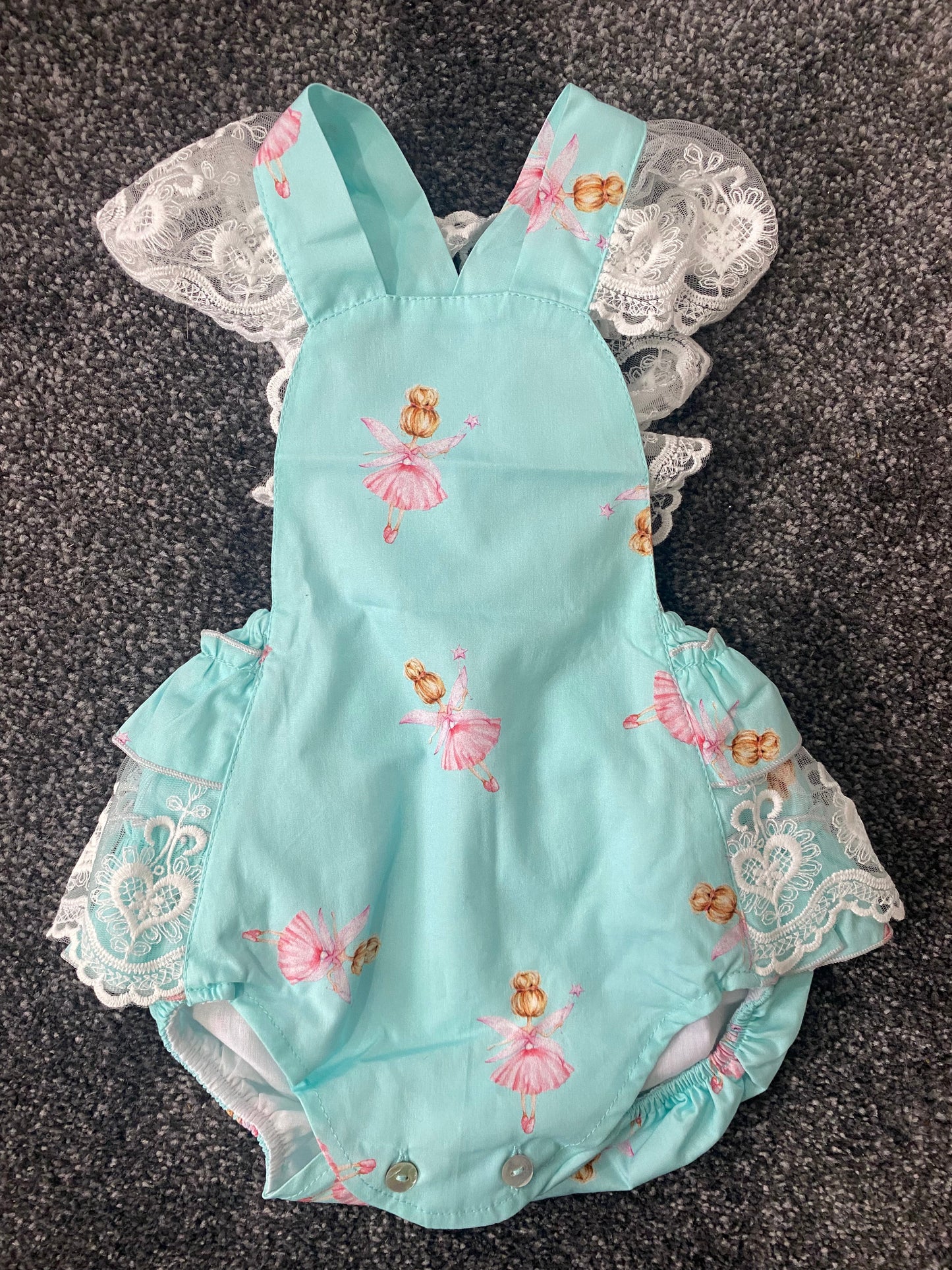 SS23 Phi Clothing Blue & Pink Ballerina Print Romper