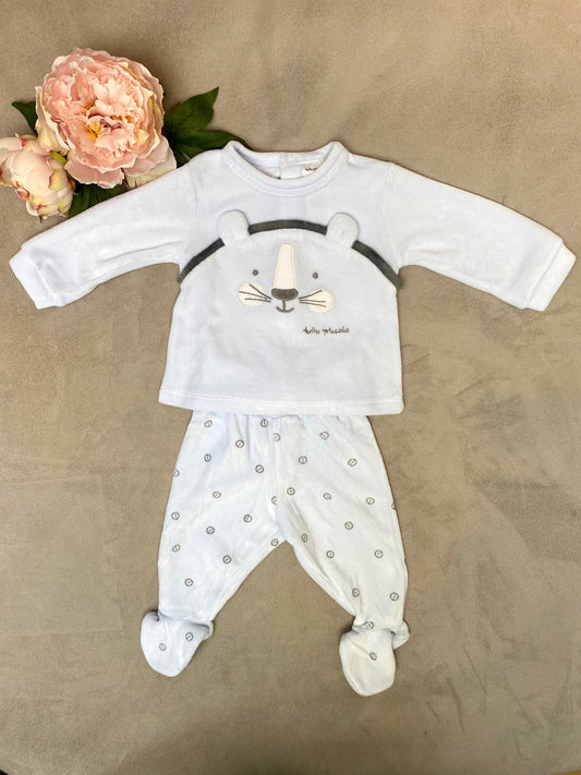 AW21 Tutto Piccolo Blue Velour 2 Piece Babygrow