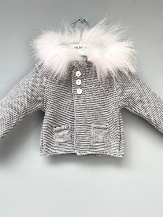 Juliana Grey Knitted Hooded Jacket