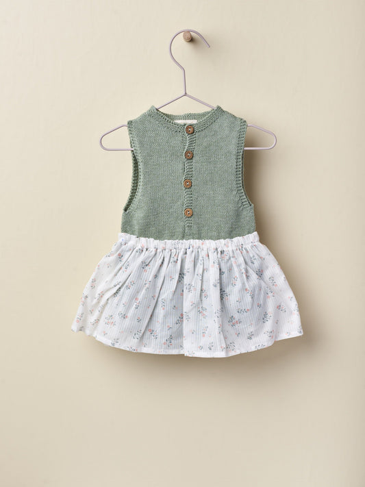 SS23 Wedoble Soft Green & Ditsy Print Half-Knit Skirt Romper