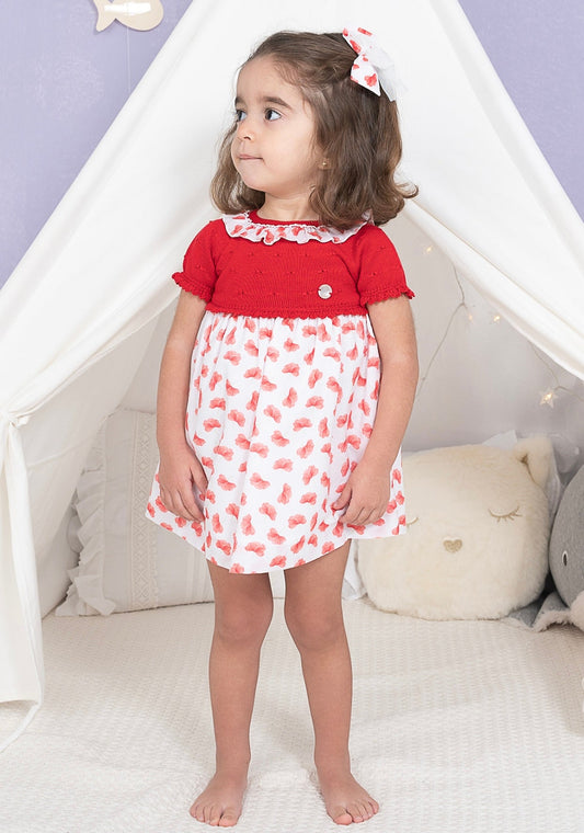 SS23 Artesania Granlei Red & White Floral Half-Knit Dress