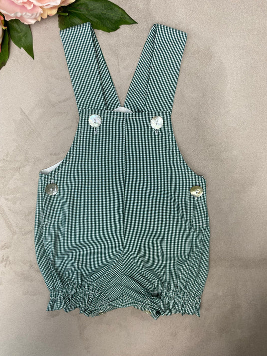 AW21 dBb Ideas Dark Green Gingham Short Dungarees